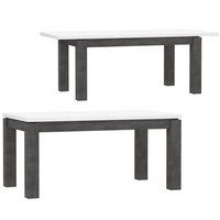 Furniture24 Tisch Lennox New ALCT44-C272, Esstisch ausziehbar 160-207 cm, Betonoptik mit Weiß Hochglanz