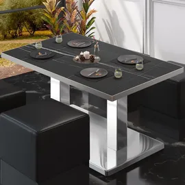 GGM Möbel Bistro Loungetisch 120 x 70 x 41 cm Schwarz Marmor/Edelstahl