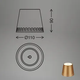 Brilo Akku-Flaschenlicht Flaska Gold-Matt 2,6W