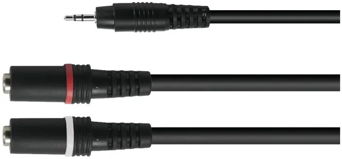 Audio-Kabel - 2x Klinke Female (3,5mm/Stereo) / 1x Klinke Male (3,5mm/Stereo) - 0,50m