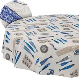 Stoff Tischdecke Tischwäsche Textil Tischtuch Baumwolle Polyester Gewebe abwaschbar pflegeleicht, in rund oval eckig Maritim Rund 140cm Schnittkante