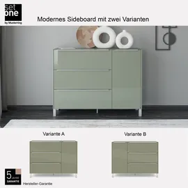 Set One by Musterring Sideboard Reno (1 St), Mit Vierkantfuß in diversen Farben, 106 cm Höhe & Farbauswahl grün
