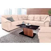 Ecksofa SIT & MORE "Savona L-Form", beige (natur), B:262cm H:90cm T:212cm, PRIMABELLE-Microfaser (100% Polyester), SOFTLUX/Struktur (Korpus in Kunstleder, Sitz und Rücken in Strukturstoff aus 75% Polyester und 25% Viskose), Kunstleder SOFTLUX, NaturLEDER (echtes Rindsleder), Korpus in Kunstleder SOFTLUX, Sofas, wahlweise mit Bettfunktion, inklusive Federkern, frei im Raum stellbar, Topseller