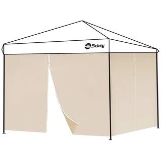 Sekey 2 Seitenteile Seitenwände für Pavillon 3×3m Wasserdicht für Festzelt, Partyzelt 1Fenster, Taupe - Sekey