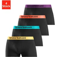 bruno banani Boxer (Packung, 4 St.), mit farbigen Marken-Schriftzug am Bündchen Gr. XL, schwarz-orange, schwarz-türkis, schwarz-gelb, schwarz-lila, , 78476649-XL