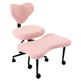 Kniestuhl mit Kreuzbeinen, Meditationsstuhl mit Rollen, Schreibtischstuhl mit verstellbarem Hocker, 150kg, für Zuhause/Büro (Rosa)