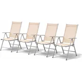 Mojawo Garten Klappstuhl 54 x 64 x 106 cm silbergrau/beige 4 St.