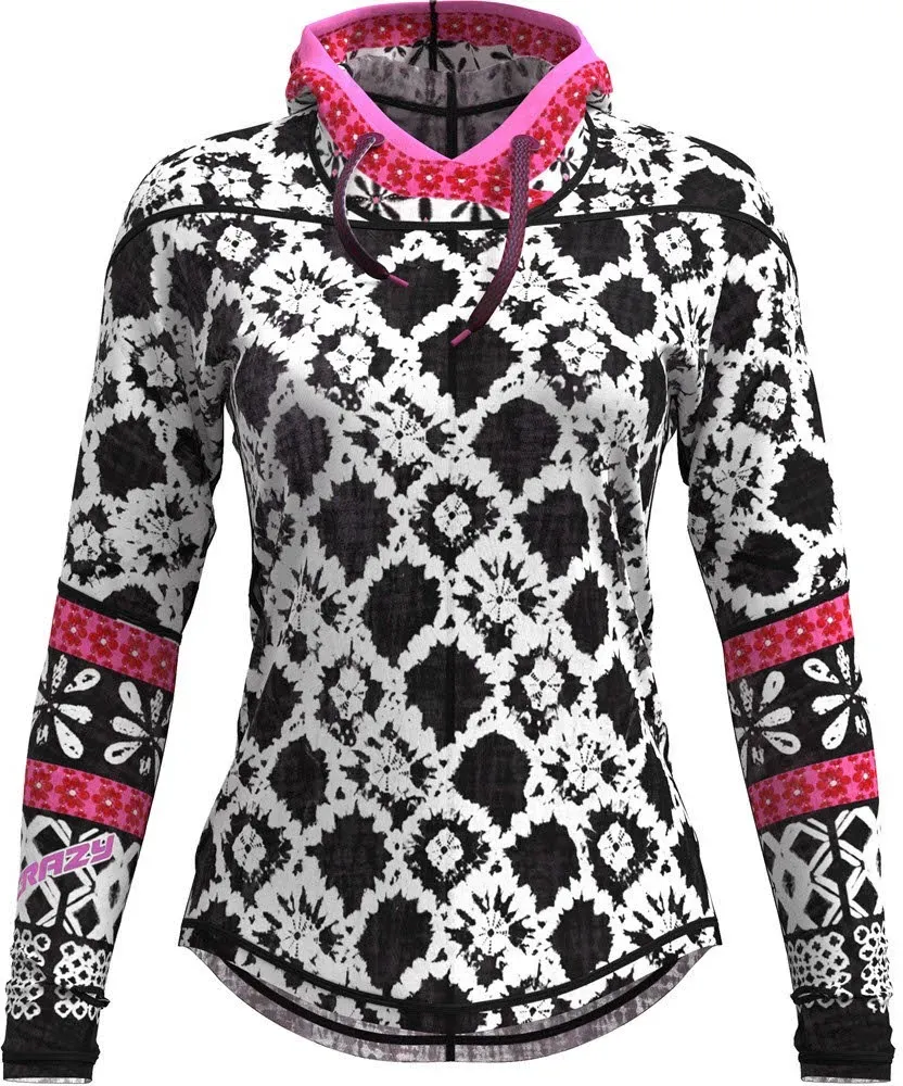 Crazy Idea PULL IBEX Damen Hoodie Kapuzenpullover shibori S weiß