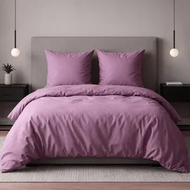 Traumschlaf Mako-Satin Unifarben Mauve 200 x 220 cm + 2 x 80 x 80 cm