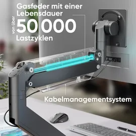ONKRON Monitorhalterung G130-B für VESA 75x75-200x200, schwarze Gasdruckfeder,