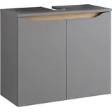 Saphir Waschbeckenunterschrank SAPHIR "Quickset Unterbeckenschrank, 60 cm breit, 2 Türen", grau, B:60cm H:53cm T:33cm, Spanplatte, Schränke, Waschbeckenunterschrank, Waschbeckenschrank mit Siphonausschnitt, ohne Waschbecken, grifflos