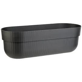 ENGELLAND - 1 x Blumenkasten, Blumentopf, Farbe: Anthrazit, Pflanzkasten mit Wasserspeicher/Drainagesystem und Abstandshalter, 50 cm, PP-Kunststoff, Balkonkasten, länglich, formstabil