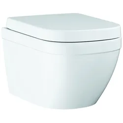 Wand-Tiefspül-WC-Set Euro Keramik 39693, mit Euro Keramik Wand-Tiefspül-WC kompakt und Euro Keramik WC-Sitz mit Deckel Soft Close, alpinweiß