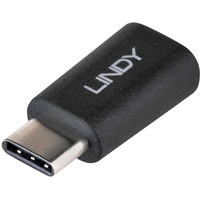 Lindy USB-C Adapter, USB-C 2.0 [Stecker] auf USB 2.0 Micro-B [Buchse] (41896)