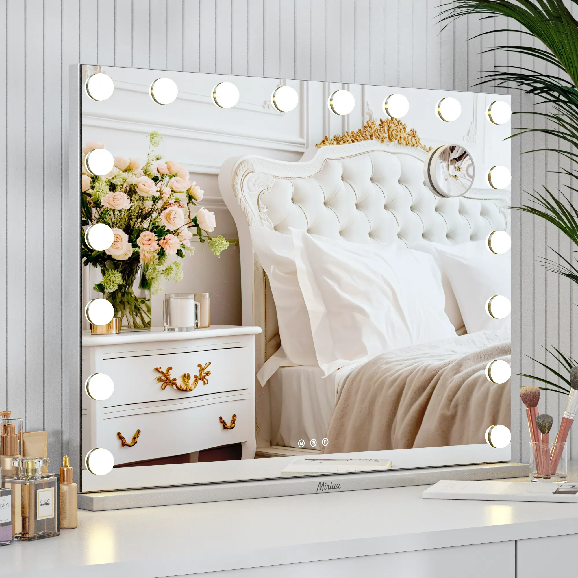 Hollywood Spiegel - 80x60cm - Weiß