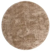MY HOME Hochflor-Teppich MY HOME "Malin" Gr. 9, beige (sand), H:43mm Ø:140cm, Kunstfaser, Teppiche, Uni-Farben, leicht glänzend, besonders flauschig durch Mikrofaser