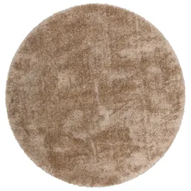 MY HOME Hochflor-Teppich MY HOME "Malin" Gr. 9, beige (sand), H:43mm Ø:140cm, Kunstfaser, Teppiche, Uni-Farben, leicht glänzend, besonders flauschig durch Mikrofaser