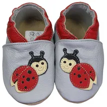 HOBEA-Germany Krabbelschuhe Marienkäfer grau 20/21 (12 - 18 Monate) Krabbelsohle