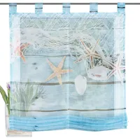 Home fashion Schlaufenraffrollo Voile Digitaldruck MARITIM, Polyester, Blau, 140