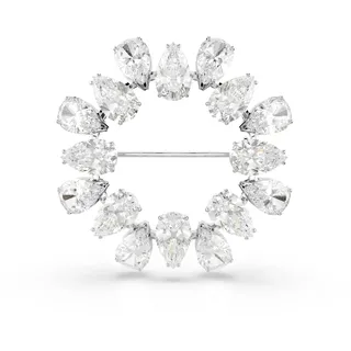 Swarovski Matrix Brosche, Tropfenschliff, Weiß, Rhodiniert