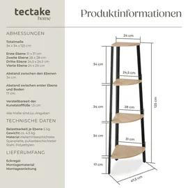 Tectake tectake® Eckregal, bridge 34x34x125cm