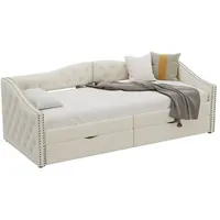 MODFU Schlafsofa Einzel-Tagesbett mit Schubladen, großer Stauraum, Tagesbett Sofabett 90*200cm, ohne Matratze weiß