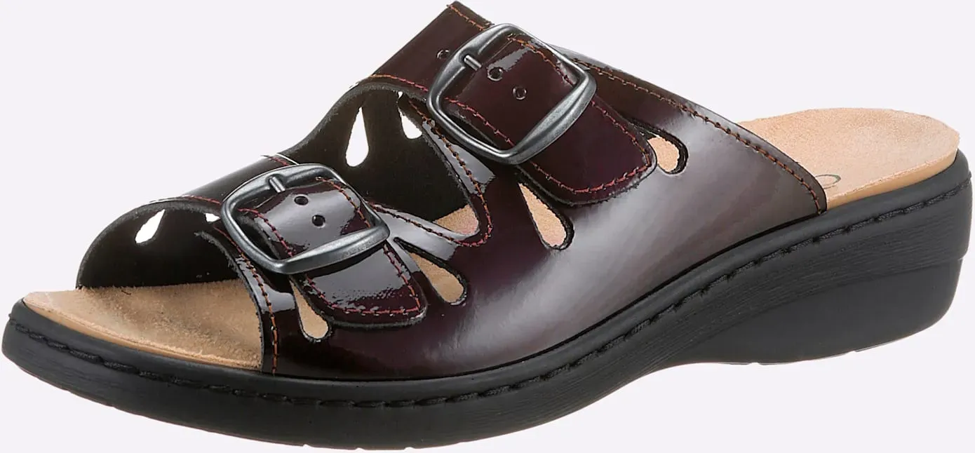 Pantolette AIRSOFT, Damen, Gr. 39, rot (bordeaux), Lackleder, Schuhe Pantolette