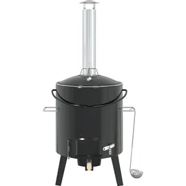 vidaXL Gulaschkanone Mit Rauchabzug & Deckel Schwarz Stahl Emailliert