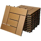 ECD Germany WPC Terrassenfliesen 30 x 30 cm 55er Spar Set Teak Mosaik Holzoptik