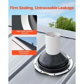 Vevor Rohrmanschette 150 bis 280 mm EPDM Dachdurchführung -55 bis 100°C 2er-Set Schwarz/Silber