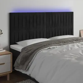 vidaXL LED Kopfteil Schwarz 180x5x118/128 cm Samt