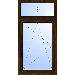 Kunststoff Fenster mit Oberlicht TED Dreh-Kipp 2-fach Verglasung Nussbaum holzähnlich innen öffnend DIN rechts