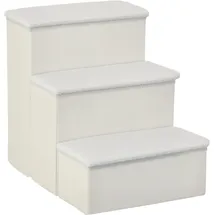 PawHut Haustiertreppe faltbare Katzentreppe Hundetreppe 3 Stufen mit Stauraum für Katzen und Hunde MDF Weiß 40x54x48cm Aosom.de