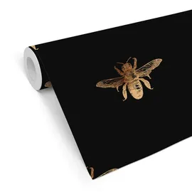 wall-art K&L Wall Art Vliestapete »Vintage Vliestapete«, Biene Retro Schwarz Gold, mehrfarbig, matt - bunt