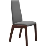 Polsterstuhl STRESSLESS "Laurel", grau (dunkelgrau dinamica, walnuss), B:57cm H:92cm T:59cm, Microfaser DINAMICA (88% Polyester, 12% Polyurethan), Stühle, Polsterstuhl, Low Back, Größe L, mit abgerundeten Beinen in Walnuss