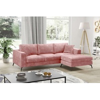 KONSIMO Ecksofa NORIS Ecksofa links/rechts, zeitloses Design, hohe Beine, Loft-Stil, hydrophobe Beschichtung rosa