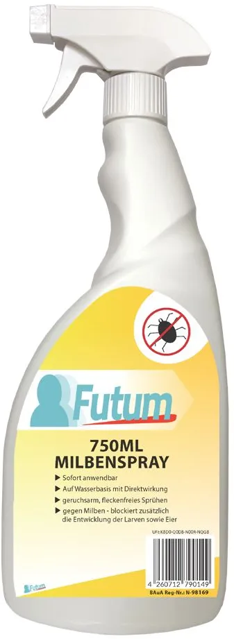 Futum Milben-Spray hochwirksam gegen Hausstaubmilben & Milben Eier Milbenspray 750 ml