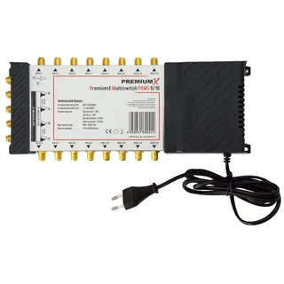 Premium X PremiumX PXMS 9/16 Multischalter mit Netzteil Multiswitch 2 SAT für 16 Teilnehmer Satverteiler Digital HDTV FullHD 4K UHD 8K