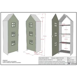 Vipack Kinderkleiderschrank CASAMI BRUGES 3-türig MDF gelb/grün/weiß