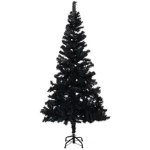 vidaXL Künstlicher Weihnachtsbaum mit LEDs Kugeln Schwarz 120 cm PVC Modell 3