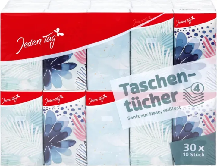 Jeden Tag-Papiertaschentücher 30 Packungen à 10 Blatt, 4-lagig