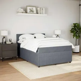 vidaXL Boxspringbett mit Matratze Dunkelgrau 140x200 cm Samt