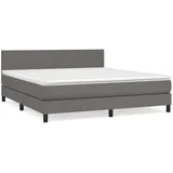 vidaXL Boxspringbett mit Matratze Grau 160x200 cm Kunstleder