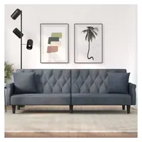 vidaXL Schlafsofa mit Armlehnen Dunkelgrau Samt