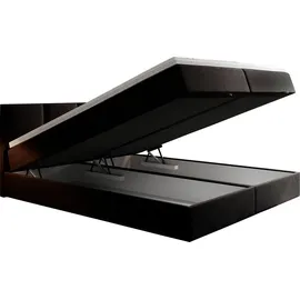 Trada Royal Boxspringbett 180x200 mit Bettkasten Bonell H3 mit Topper Schwarz - Schwarz