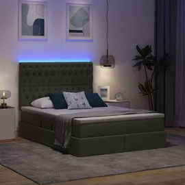 vidaXL Bett mit Stauraum und LED Dunkelgrau 140 x 200 cm