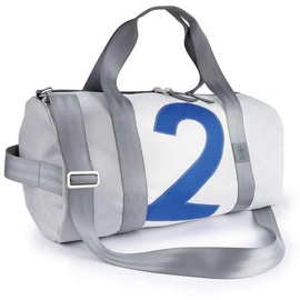 360 Grad 360Grad Reisetasche Pirat Umhänge-Tasche Segeltuch weiß-grau, Zahl blau