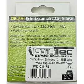 ChiliTec DELPHI Schutzkontakt-Steckdose, UP, weiß / Schwarz