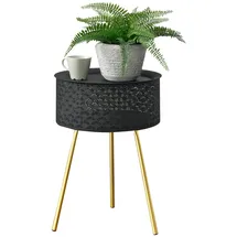 [en.casa] Beistelltisch 'Forshaga' 50x35cm Tabletttisch Metall Wohnzimmertisch mit Abnehmbarer Tischplatte Schwarz-Gold