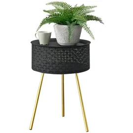[en.casa] Beistelltisch 'Forshaga' 50x35cm Tabletttisch Metall Wohnzimmertisch mit Abnehmbarer Tischplatte Schwarz-Gold